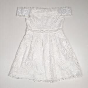 Y2K Francesca's White Off Shoulder Lace Dress Womens Medium